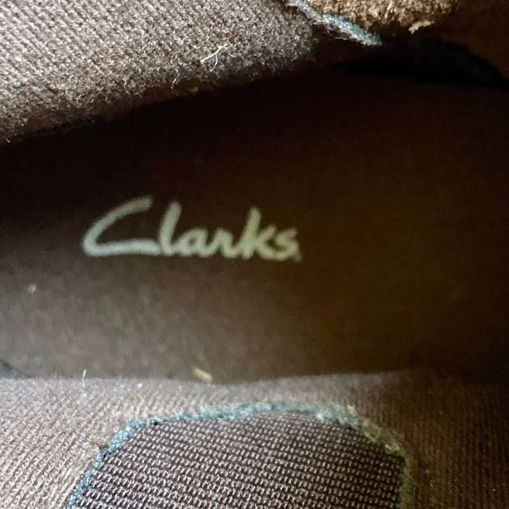 Clarks Brown Leather Studded Buckle Heeled Ankle Boots Womens 8